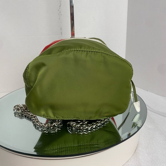 PRADA TESSUTO NYLON MINI DRAWSTRING BAG WITH CROSSBODY CHAIN - Picture 11 of 15